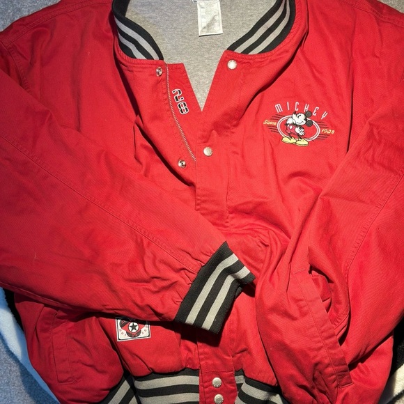 Disney Red Mickey Mouse Bomber Jacket - Picture 1 of 11